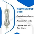 Lamp Wire, 8ft Lamp Cord with Polarized Molded TwoProng Plug for Table