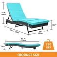 thumbnail image 5 of Craftian Wicker Chaise Lounge Pool Chair, Outdoor 5 Position Backrest Cushioned for Beach Blue, 5 of 9