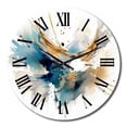 thumbnail image 2 of Designart "Surreal Melodies in Blue and Gold II" Abstract Oversized Wall Clock, 2 of 5