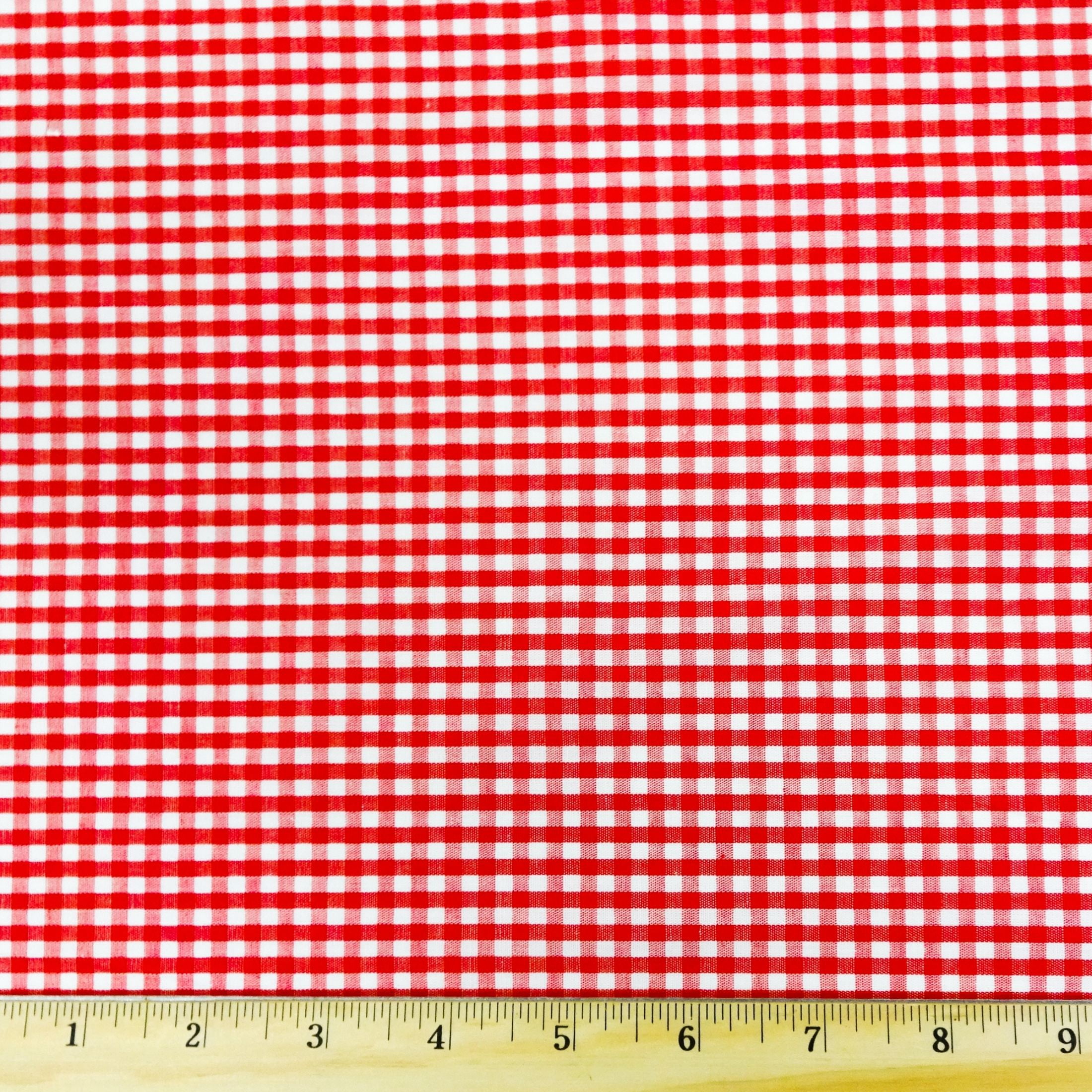 Waverly Inspirations 1 Yard Cut 100% Cotton Small Gingham Print Fabric, Poppy Red, 44" Wide for Quilting & Sewing