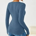 thumbnail image 5 of Nfurl Womens V Neck Sweaters Slim Fitted Long Sleeve Ribbed Knit Wrap Tops Elegant Solid Color Ladies Blouses Dressy Casual Pullover Sweater Blue L, 5 of 7
