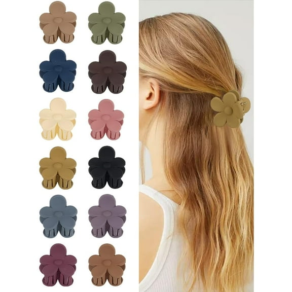 12Pcs Plastic Claw Hair Clips Small Square Mixed Colors 1.08x1.16x1.06 inch for Thick Thin Hair Styling Accessories
