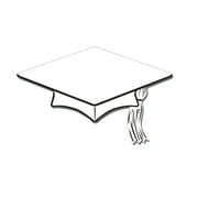 Beistle Graduation Decoration Mini Grad Cap 6" Cutouts, White, 10 Pack