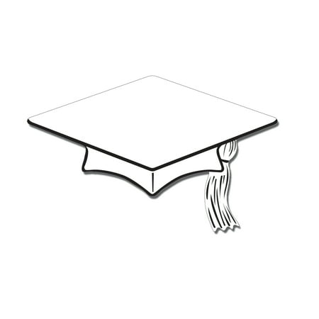 Beistle Graduation Decoration Mini Grad Cap 6" Cutouts, White, 10 Pack