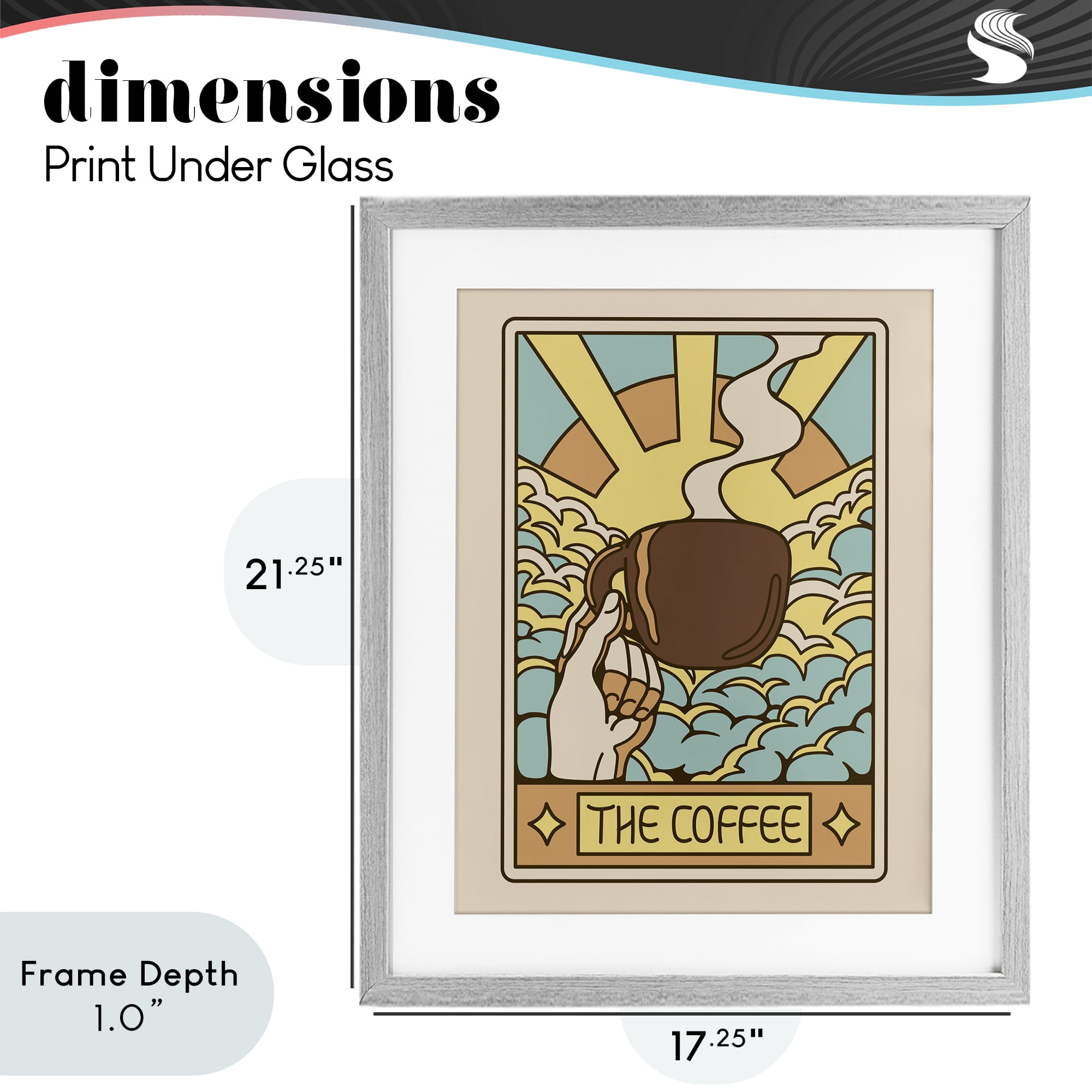 Stupell Industries The Coffee Muted Tarot Gray Framed Print Under Glass, design by Tobe Fonseca