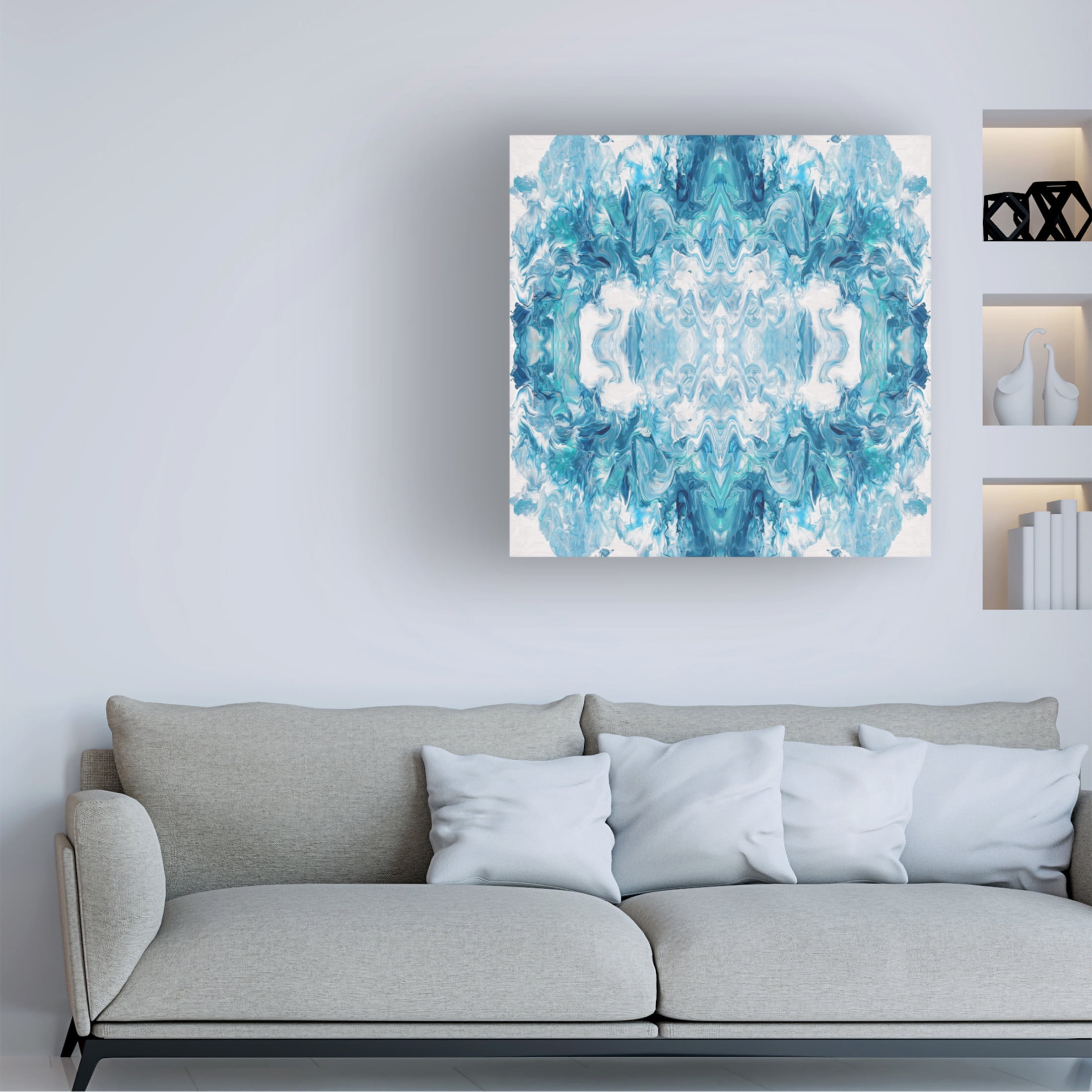 Canvas Wall Art - Jean Plout 'Abstract Ocean I' Wall Art for Living Room, Bedroom, or Office Décor by Trademark Fine Art - 18 x 18 Inches