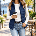 thumbnail image 6 of Aswuknt Womens Puffer Vest Quilted Sleeveless Stand Collar Full Zip Jackst Lightweight Gilet Outerwear For Fall Winter Casual Daily Wear,Layering, 6 of 7