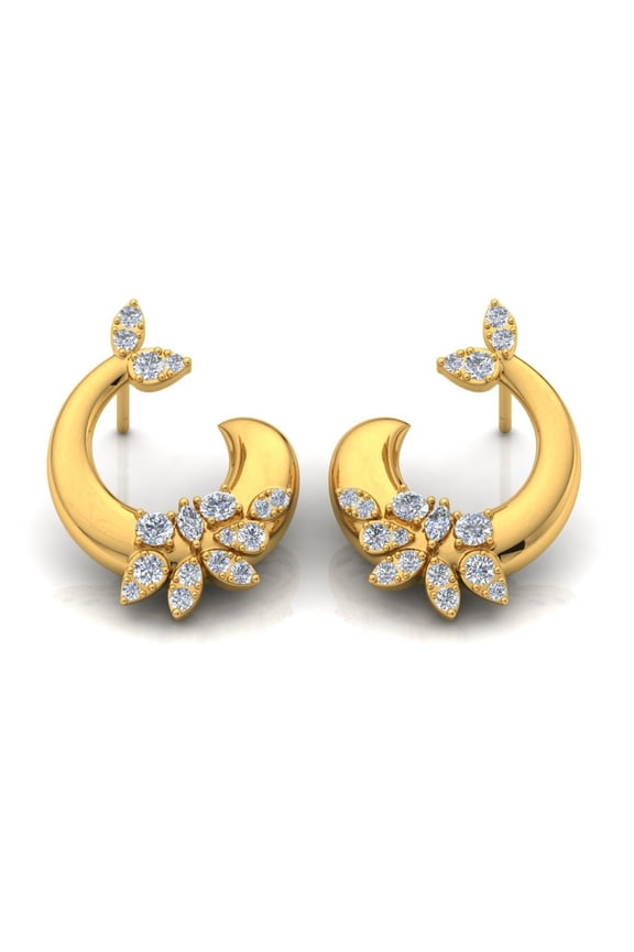 1.36 TCW Solid 18 Kt Gold SI/HI Diamond Handmade Stud Earrings