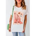 thumbnail image 4 of Women's White HOWDY Cowboy Boots Graphic Crew Neck T-Shirt, 4 of 7