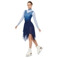 thumbnail image 6 of SiiRoh Women Figure Skating Dress Long Sleeve Gradient Color Dance Competition Party Shiny Rhinestones Dress Blue XL, 6 of 6