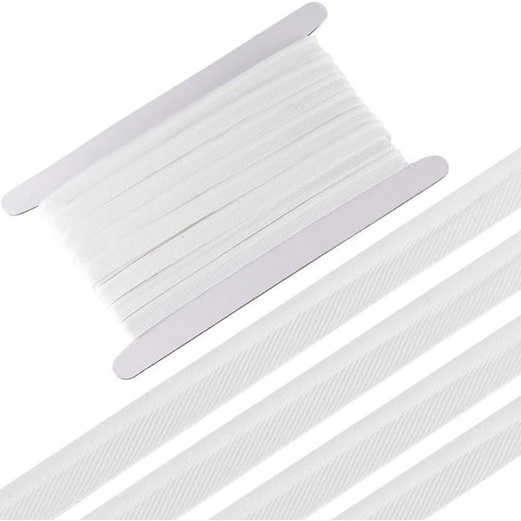 10 Yards*11mm Piping Bias Tape White Trim Cord Polyester Ribbons for Sewing Craft Binding Tape Hemming Seaming Quilting Clothing Accessories Wrapping