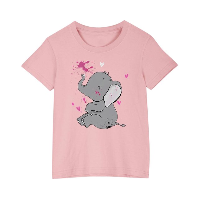 RXIRUCGD 2025 Vêtements d'Été pour Enfants T-shirt Imprimé Mode Mignon Col Rond Manches Courtes