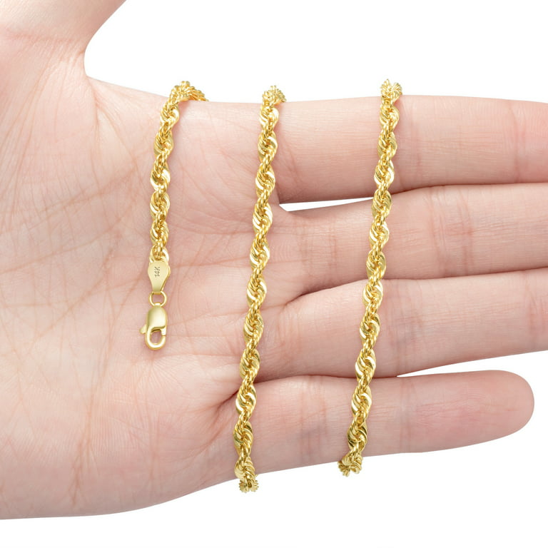 Italian Gold Diamond Cut Rope Chain Bracelet (4mm) in 14k Gold