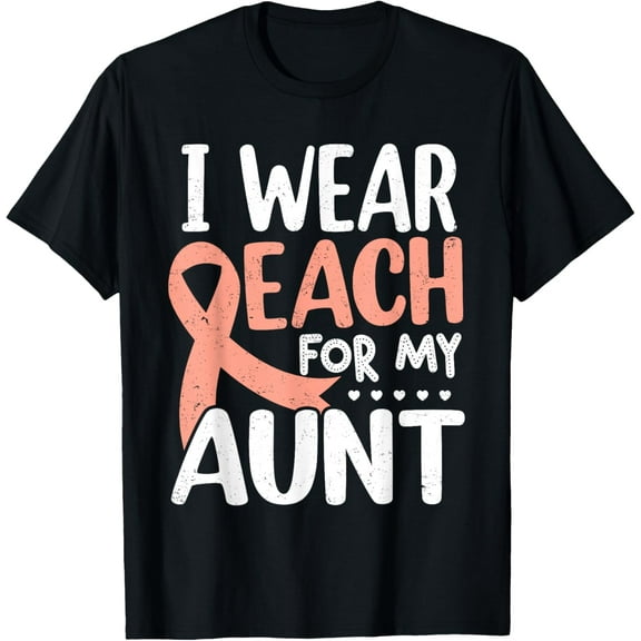 Crewneck Unisex Tee - I Wear Peach For My Aunt Uterine Cancer Awareness T-Shirt