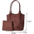 thumbnail image 6 of Faux Suede  Bag for Women Large Bucket Tote Purse Casual Commuter Handbag 2 count Satchels 2026, 6 of 6