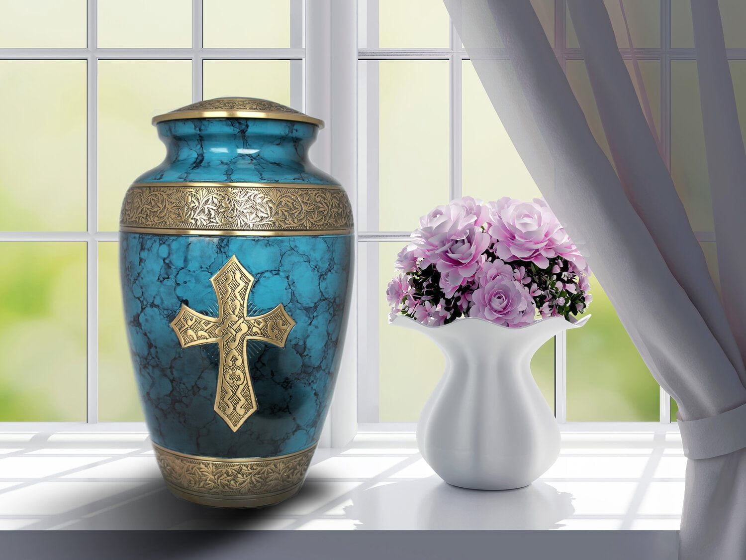 Blue Cross Urns for Cremation Ashes Large Urn XL or Small Keepsake Urns for Human Ashes & Urns for Human Ashes for Home or Burial Small Urns for Human Ashes