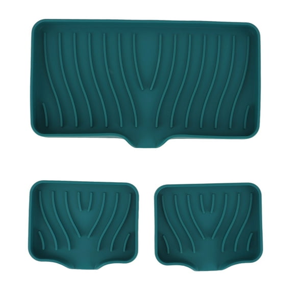 Silicone Self Draining Soap Holder Kitchen Sponge Tray for Marble Quartz 3 Pack Soap Dish