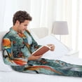 thumbnail image 6 of Picia Colorful Birds Pine Branch Pattern Men’s Long-Sleeve Sleepwear Set - Soft 2-Piece Loungewear with Pockets, Comfy PJs for Relaxing Nights-Small, 6 of 7
