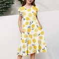 thumbnail image 5 of AUNVITO Girls Summer Floral Print Tiered Dress with Elastic Waist and Pockets, Short Sleeve Round Neck Flutter Sleeve Dress, 5 of 5