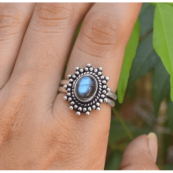 Labradorite Gemstone Ring 925 Sterling Silver Handmade Statement Ring All Sizes Available