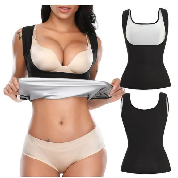 OKBOP Athletic Tank Tops for Women Women’s Sweating Elastic Premium Slimming Shapewear Workout Tank Tops Vest Black L( US:8)