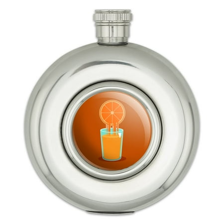

Glass of Orange Juice OJ Round Stainless Steel 5oz Hip Drink Flask