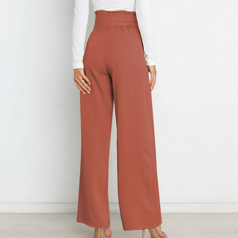 Olyvenn Women's Solid Color High-Waist Full Length Long Pants Comfy  Versatile Loose Women's Wide Leg Pants Comfy Versatile Young Adult Love  2023