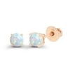 thumbnail image 2 of Decadence 14K Yellow Gold Plated Sterling Silver 4mm Round Created Opal October Birthstone Screwback Stud Earrings, 2 of 5