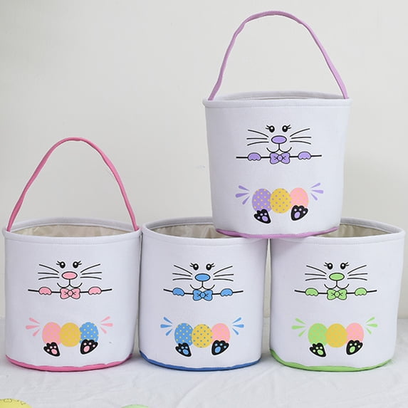 Cheers US 2022 Easter Bunny Basket Bags Large Easter Canvas Tote Bags Bunny Ears Bags Spring Egg Hunts Bags for Easter Kids Eggs Candy Hunting Carrying Daily Usage