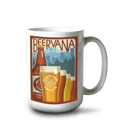 

15 fl oz Ceramic Mug Portland Oregon Beervana Vintage Sign Dishwasher & Microwave Safe
