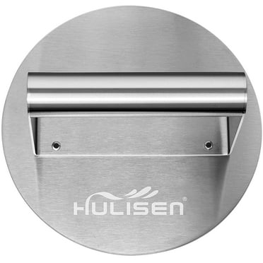HULISEN Stainless Steel Burger Press, 6.2 inch Round Burger Smasher, Professional Griddle Accessories Kit, Grill Press Perfect for Flat Top Griddle Grill Cooking
