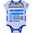 thumbnail image 2 of Star Wars Short Sleeve Onesie with Cap, R2D2 Droid Baby Costume, Robot Romper Set, Size 9M White, 2 of 4