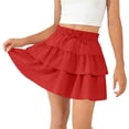 thumbnail image 2 of CHEEREAM Girls Mini Skirts High Elastic Waist Summer A-Line Floral Layered Ruffle Pleated Beach Drawstring Skirt For Kids Causal, 2 of 9