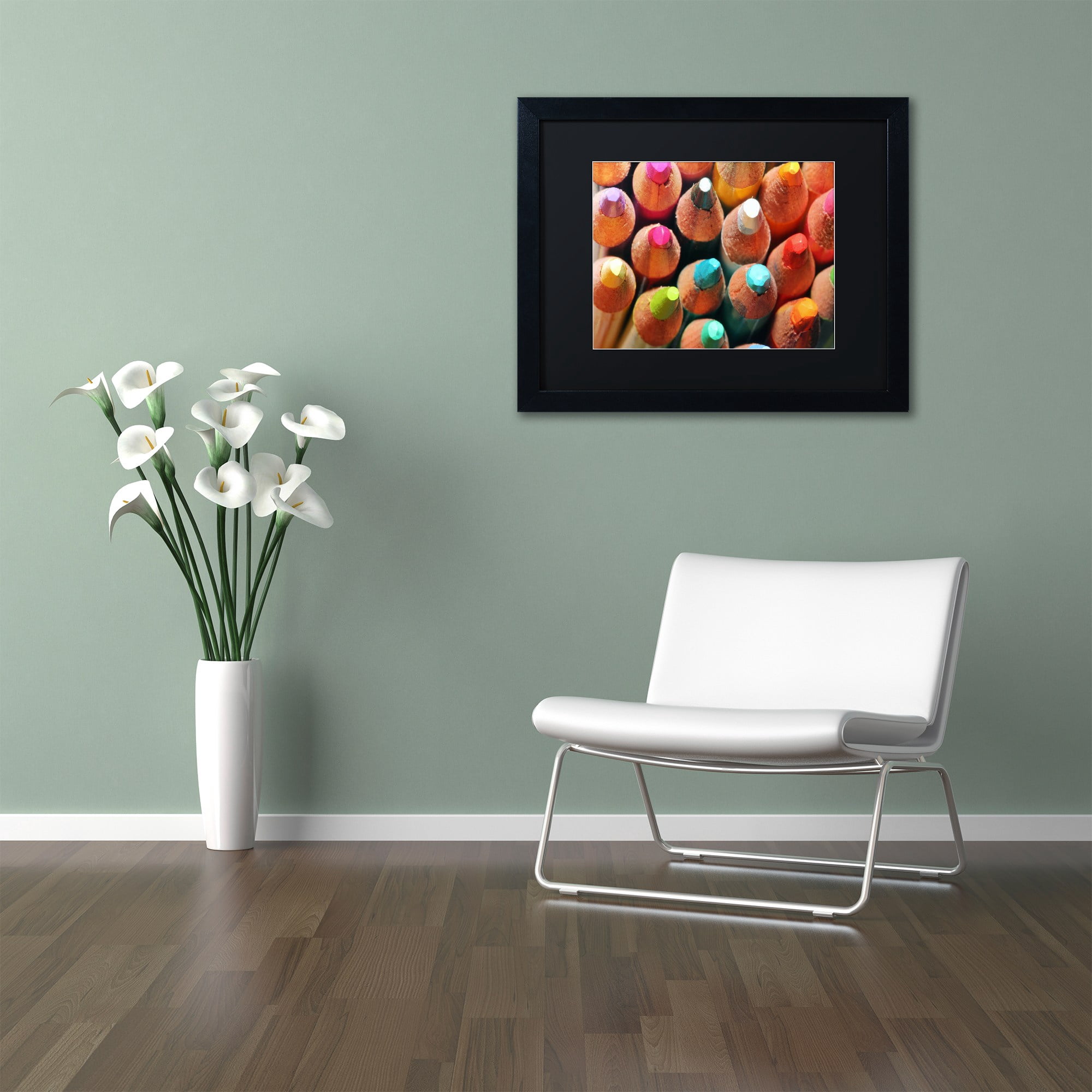 Trademark Fine Art "Pencils" Canvas Art by Jason Shaffer, Black Matte, Black Frame
