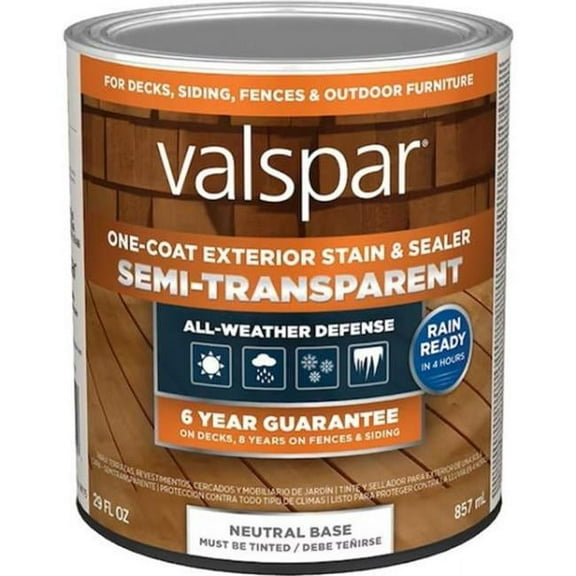 PLASTIK 442169 Valspar One-Coat Exterior Saint and Sealer Semi-Transparent, 29 fl oz