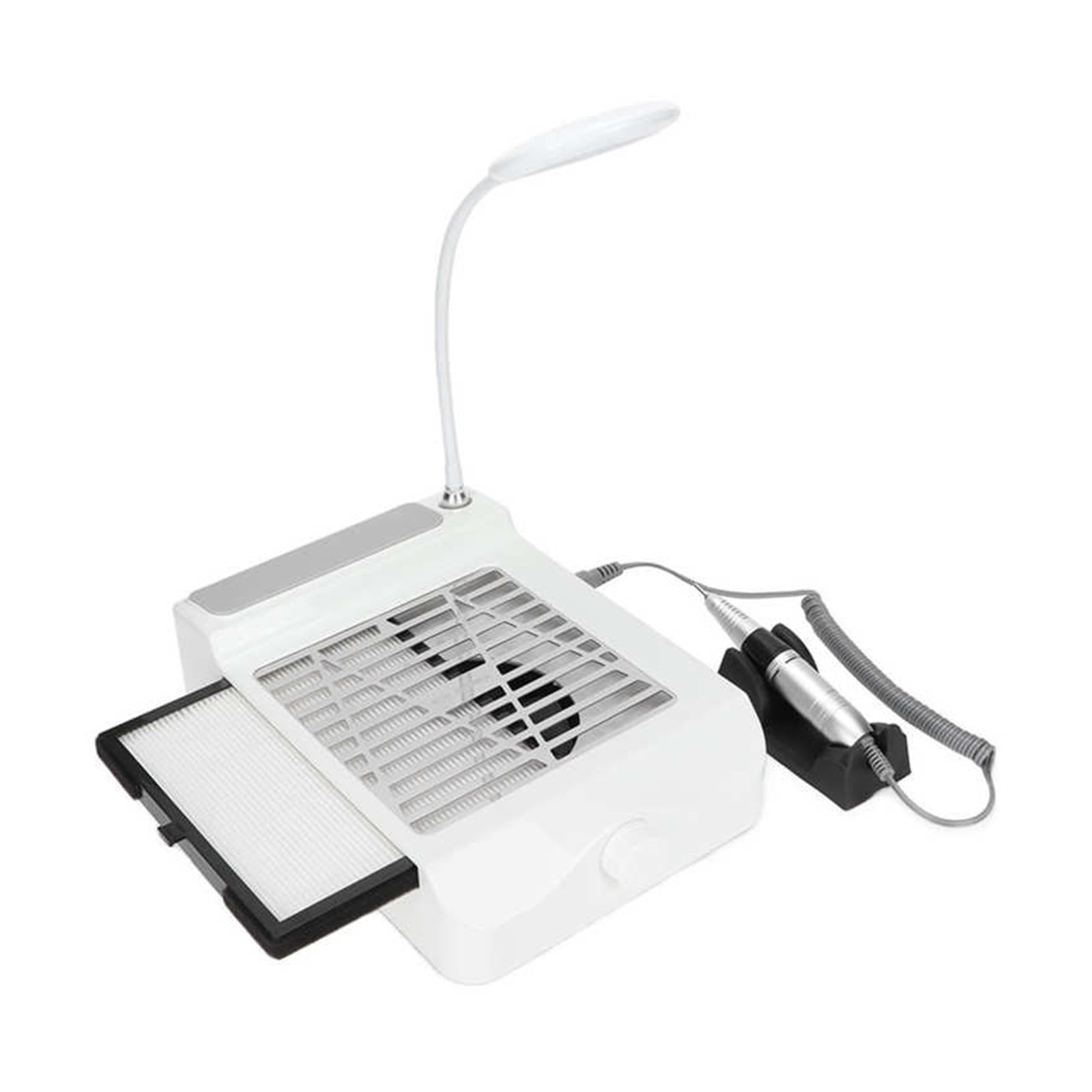 Nail Dust Vacuum, 80W 4 In 1 Strong Power Nail Dust Collector UV l Polisher Nail Drills Lighting Lamp Hand Pad Vacuum Cleaner Nail Salon Device ,Powerful Suction