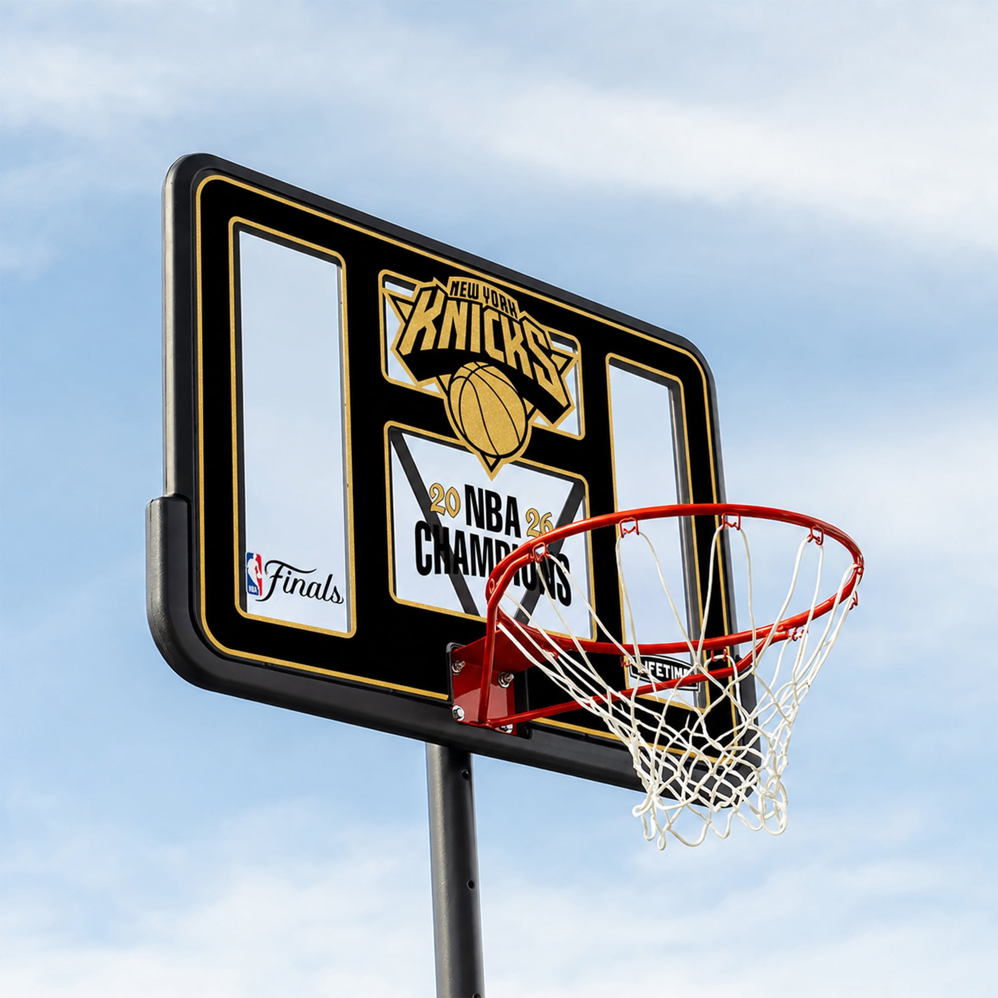 Lifetime NBA New York Knicks Championship Edition 44" Portable Basketball Hoop with Wheels – 7.5 to 10 Ft Adjustable Height