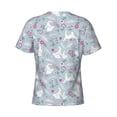 thumbnail image 6 of Vsdgher Bunny And Flower Print Men's Dry Fit Mesh Athletic Shirts Moisture Wicking Tennis T-Shirt Tops, 6 of 9