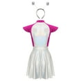 thumbnail image 4 of Aislor Women Robot Alien Cosplay Costume Metallic Outer Space Man Outfit A-line Dress with Headwear Hot Pink M, 4 of 7