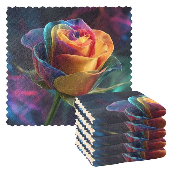 6 Pieces of Kitchen Towels 11x11Inch Kitchen Dish Cloths Kitchen Dish Towels Reuseable Cleaning Cloths Colored Rose