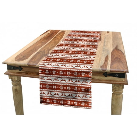 

Christmas Table Runner Norwegian Scandinavian Traditional Vintage Style Borders Reindeer Striped Flower Dining Room Kitchen Rectangular Runner 16 X 120 White Red by Ambesonne