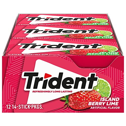 Trident Island Berry Lime Sugar Free Gum, 12 Packs of 14 Pieces (168 Total Pieces)