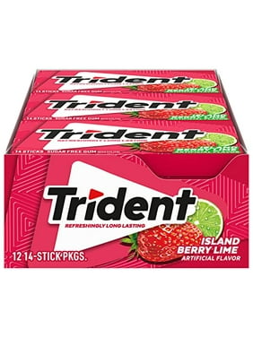 Trident Island Berry Lime Sugar Free Gum, 12 Packs of 14 Pieces (168 Total Pieces)