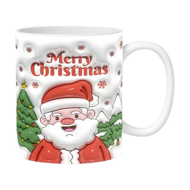Christmas Mugs Christmas Mug Inflated Snowman Mug, Santa Mug Press Puffy 15oz 11oz Coffe