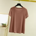 thumbnail image 4 of Ohufall Women's Classic Crew Neck Pajama Tops Fashion Plain Short Sleeve Sleep Undershirt Summer Soft Comfortable Loungewear T-Shirts for Women, 4 of 8