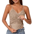 thumbnail image 2 of Endives Womens Camisole Top V Neck Tank Top With Built in Bra High Strechy Sleeveless Slim Fit Tops Camisole Base Layer Tank Tops Khaki, 2 of 7