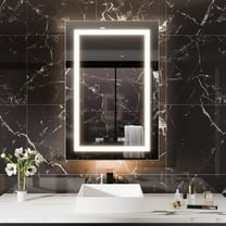 Lighted Medicine Cabinet with Mirror, 24x36 Bathroom Medicine Cabinet with Lights, Double Mirror, 10XMagnifier, Dimmable, Defogging, Front&Backlit, Clock Temp Display, Outlets, Left Hinge