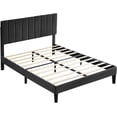 thumbnail image 4 of Full Platform Bed Frame Black Velvet Upholstered Bed Frame with Vertical Geometric Adjustable Headboard,Wooden Slats Support,No Box Spring Needed,Mattress Foundation,Easy Assembly,Noise Free Design, 4 of 8