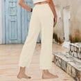 thumbnail image 7 of aidice Cotton Linen Pants for Women Straight Leg Drawstring Elastic Waist Pants Baggy Comfy Summer Daily Pants, 7 of 7
