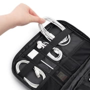 PAVILIA Travel Cord Organizer, Electronic Organizer Travel Case, Tech Organizer Travel Case, Cable Organizer Travel Storage, Small Charger Cord Bag Pouch, Travel Accessories Tech Gifts for Men, Black